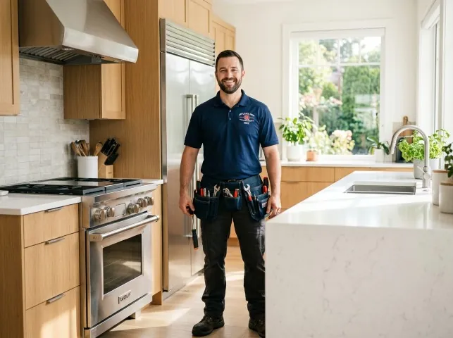 Appliance Repair Hero technician in a Alpine, WY kitchen after an appliance repair